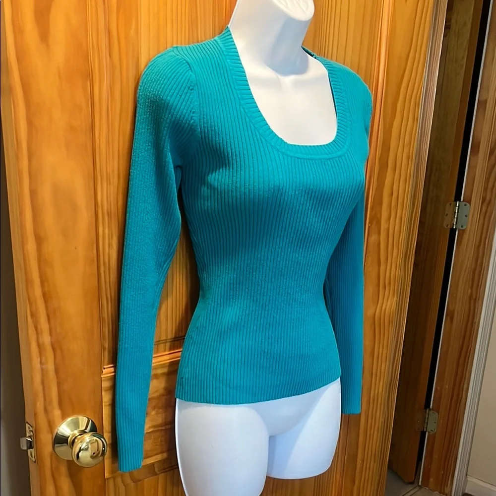 Joyce Leslie Teal Ribbed Sweater - Picture 4 of 6